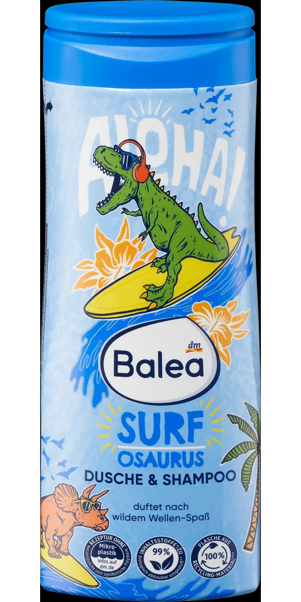 Дитячий гель для душ і шампунь Balea Surfosaurus, 300 мл