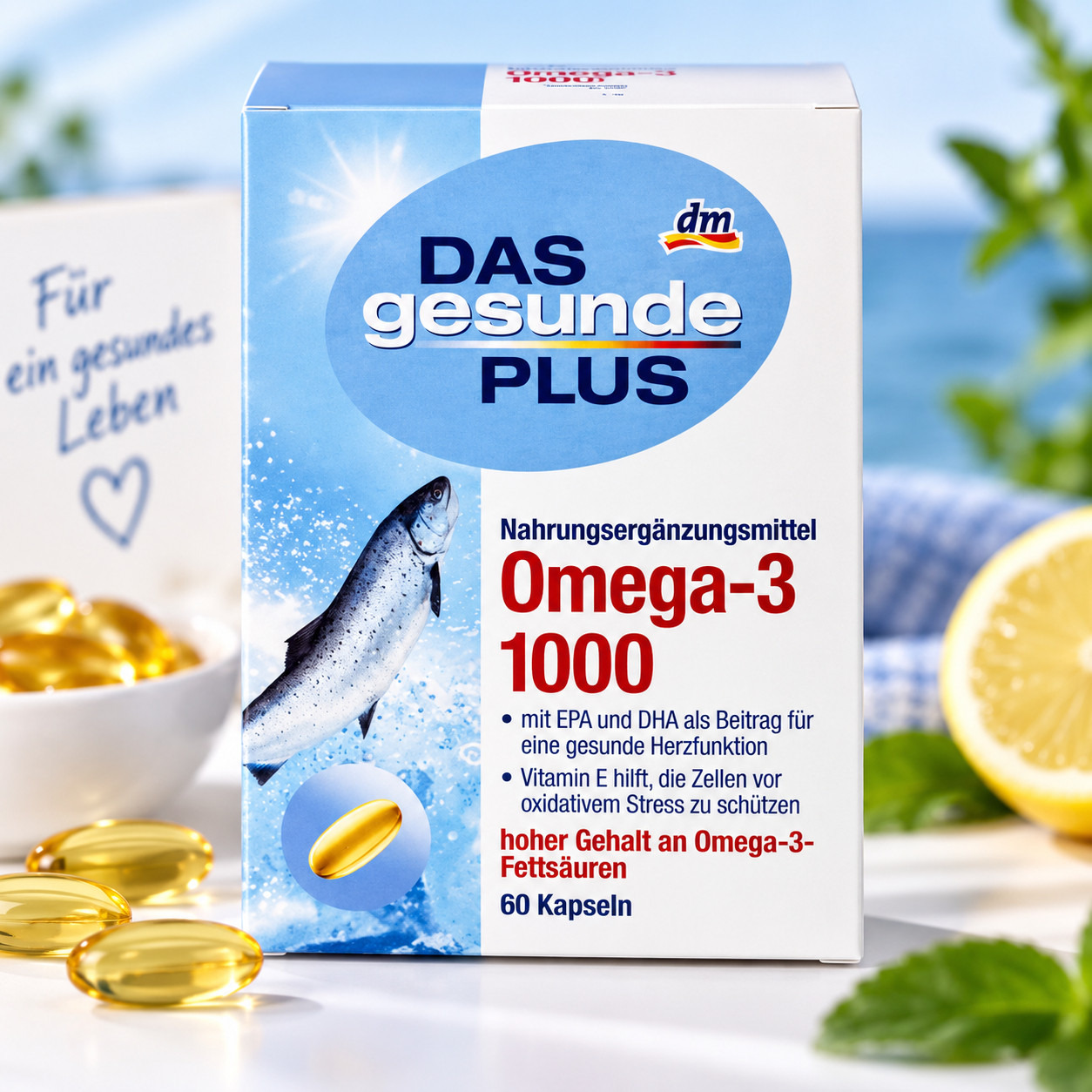 Капсули з риб'ячим жиром DAS gesunde PLUS Omega-3 1000 з вітаміном E 60шт