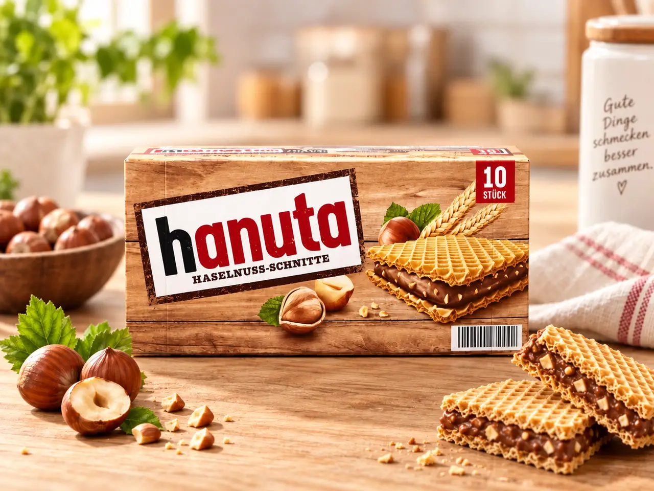 Вафлі Ferrero Hanuta з шоколадом і горіхами в коробці 220г