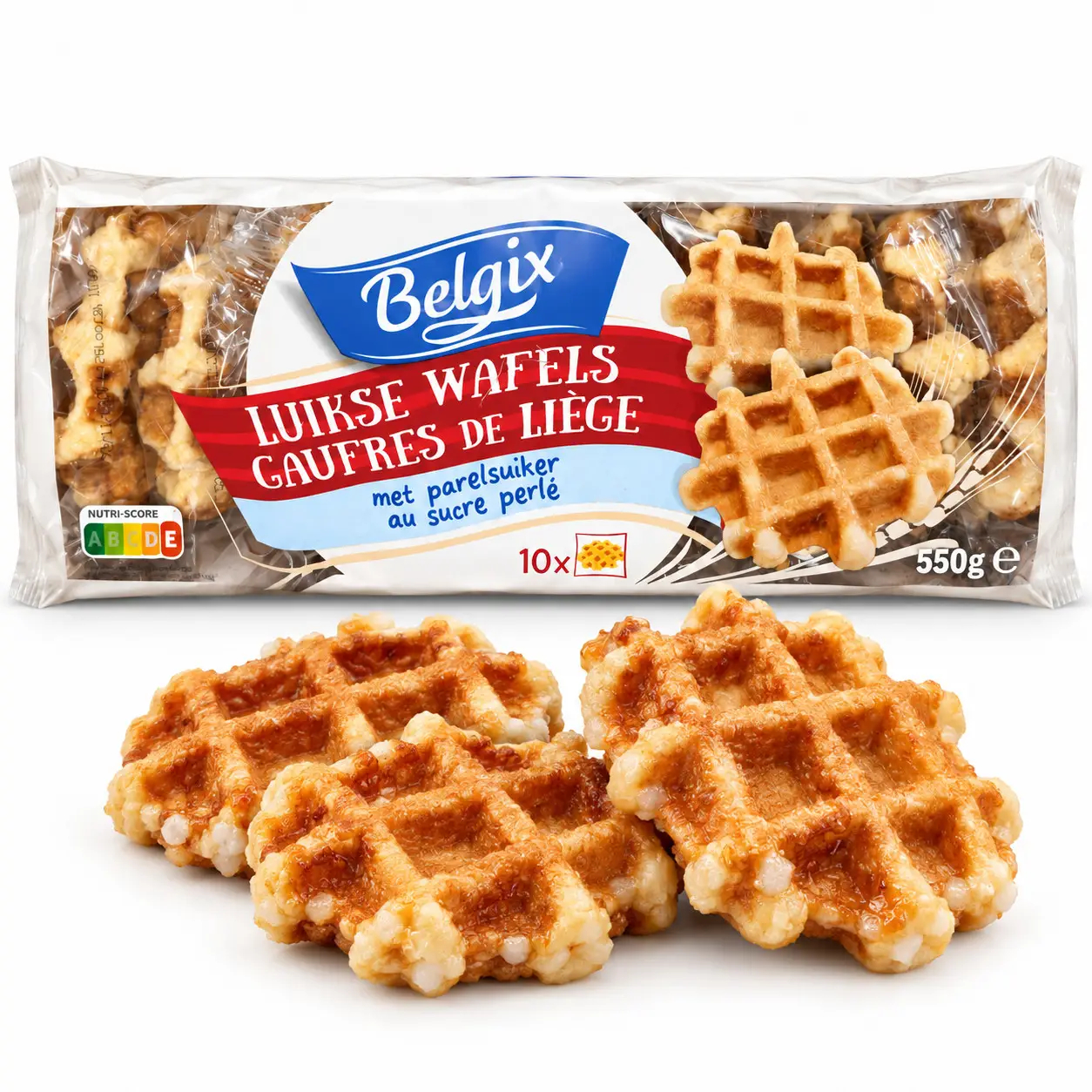 Вафлі Бельгійські Льєжські Belgix Luikse Wafels Gaufres de Liege Белгікс М’які з Перловим Цукром в Індивідуальних Обгортках 10шт 5