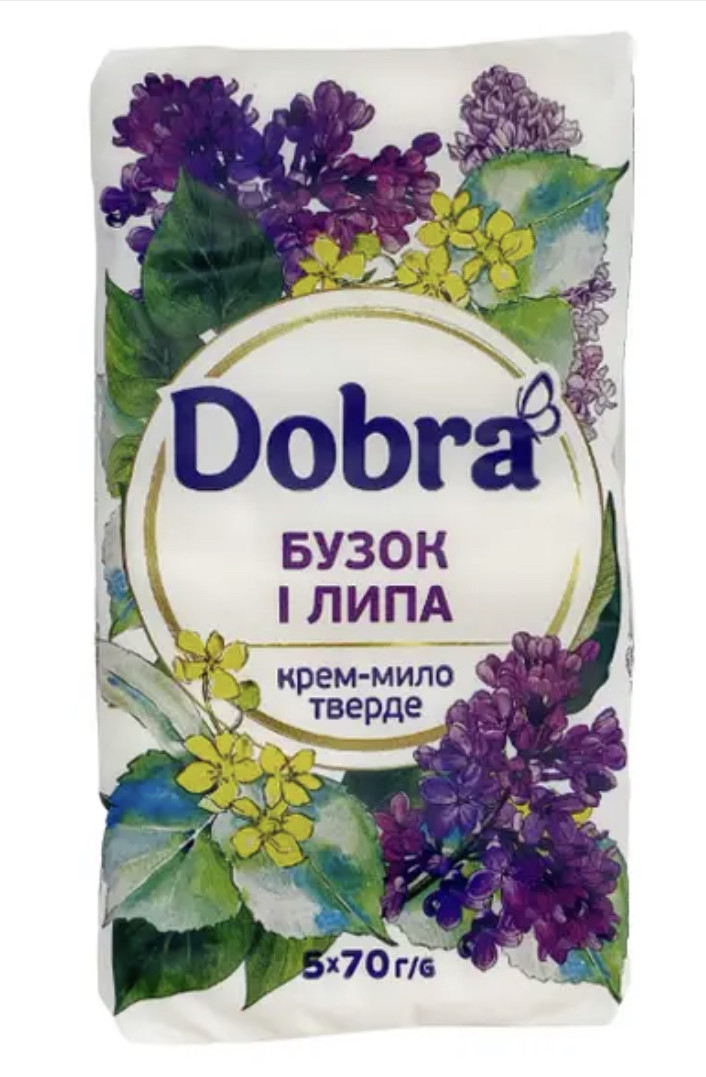 Туалетне крем-мило Dobra Бузок та липа 5шт 350г