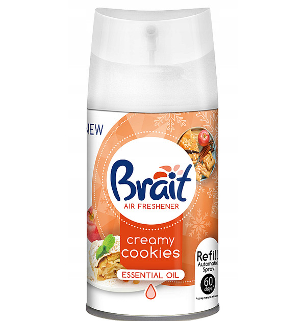 Змінний балон для автоматичного ароматизатора повітря Brait Creamy Cookies з ароматом випічки 250мл