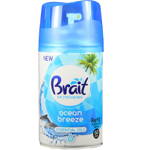 Змінний балон для автоматичного ароматизатора повітря Brait Ocean Breeze з ароматом океанського бризу 250мл