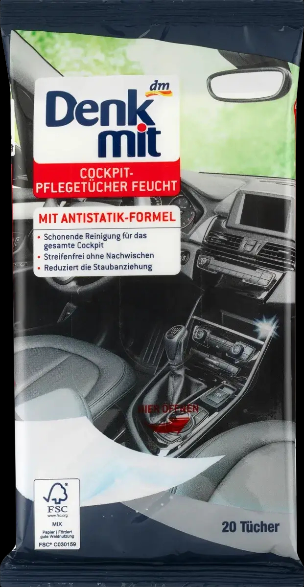 Вологі серветки для догляду за автомобілем Denkmit Reinigungstucher fur Autopflege 20шт