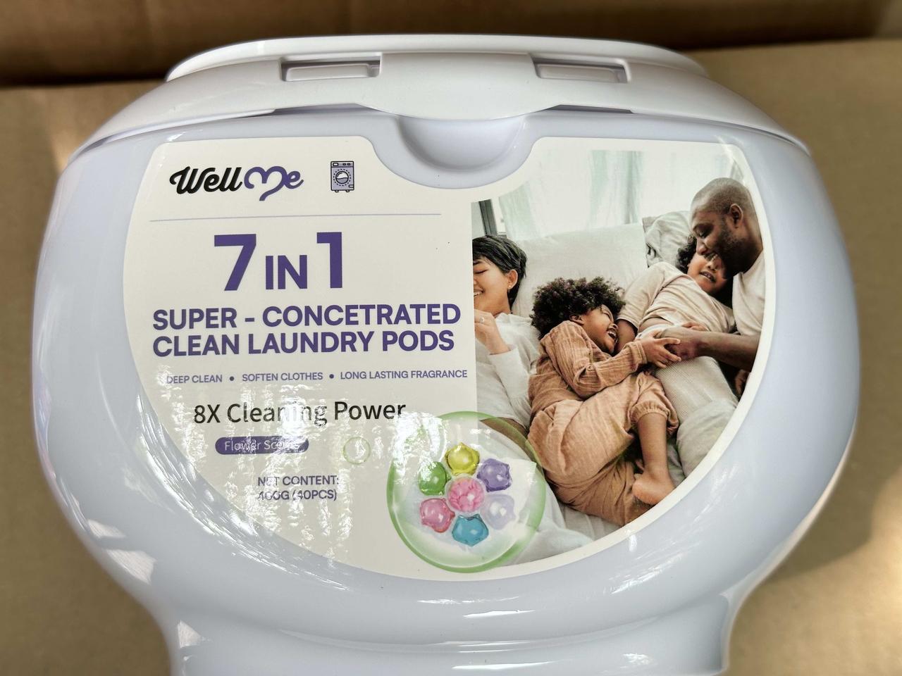 Парфумовані капсули з гранулами WellMe 7в1 Super-concentrated clean laundry pods для прання кольорової та білої білизни 40шт