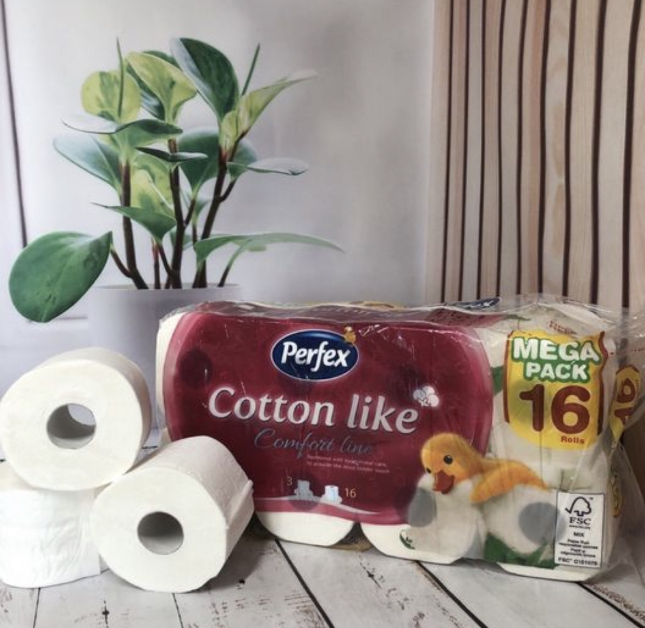 Туалетний папір у рулонах Perfex Cotton like Comfort Line natural трьохшаровий 16шт