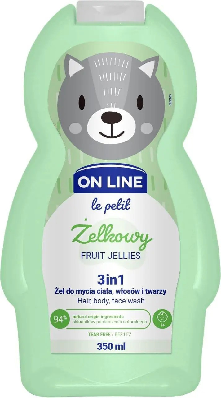 Шампунь гель дитячий On Line Le Petit Zelkowy Fruit Jellies 3in1 Hair Body Face Wash Фруктове желе 350мл