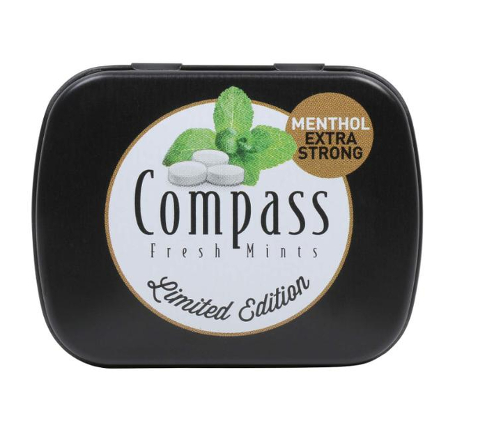 Льодяники без цукру Compass Fresh mints Menthol Extra strong екстра сильні Ментол 14г