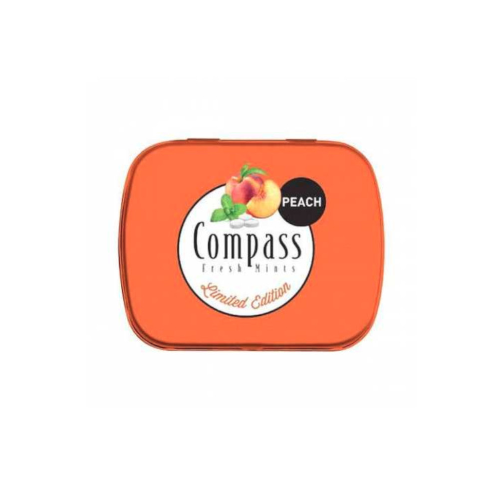 Льодяники без цукру Compass Fresh mints Peach цукерки Персик 14г