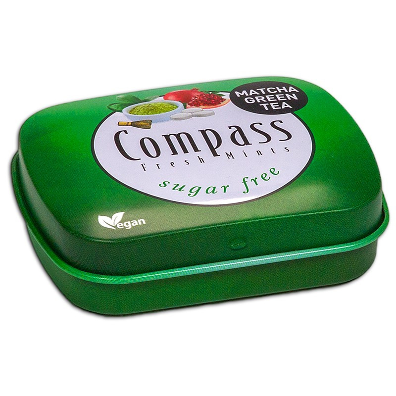 Льодяники без цукру Compass Fresh mints Matcha Green tea&Pomegranate цукерки Гранат та зелений чай Матча 14г