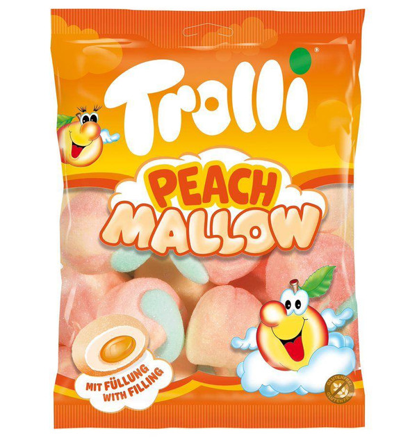 Зефір Trolli Peach Mellow Marshmallow маршмелоу з персиковою начинкою 150г