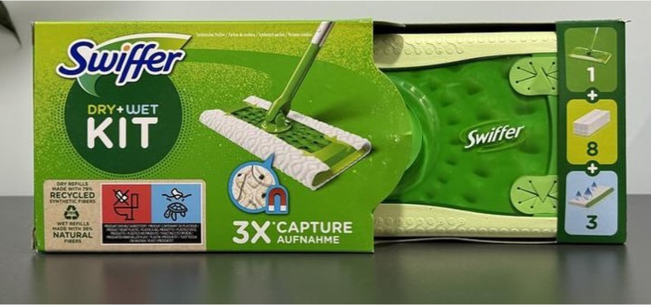Набір для прибирання підлоги Swiffer Dry&Wet All in One Швабра та серветки 12шт