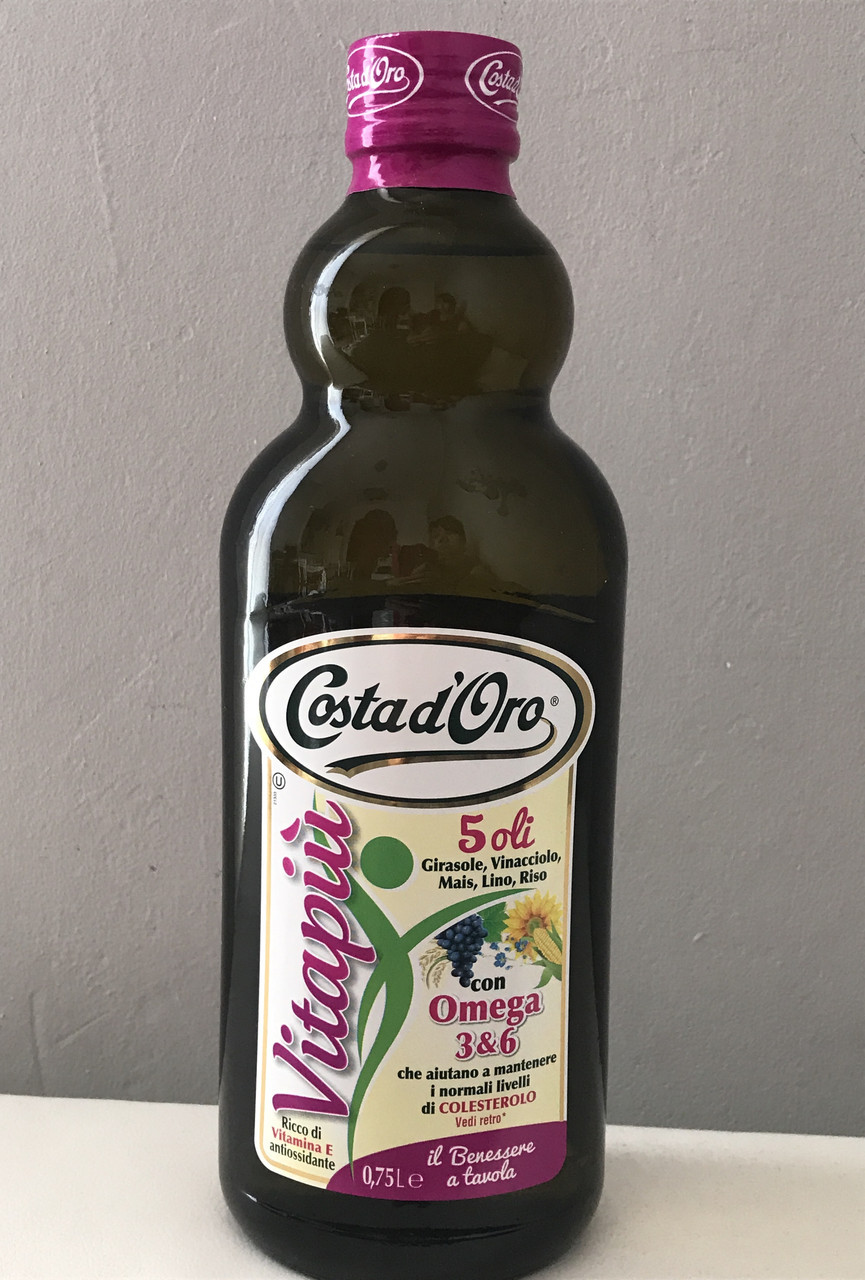 Суміш олій Costa d'Oro Vitapiu 5in1 із виноградних кісточок льону соняшника кукурудзи рису 750мл
