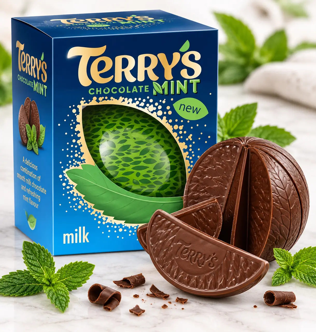 Шоколад у формі Апельсина молочний Terrys Chocolate Orange Mint з Мятою 147г