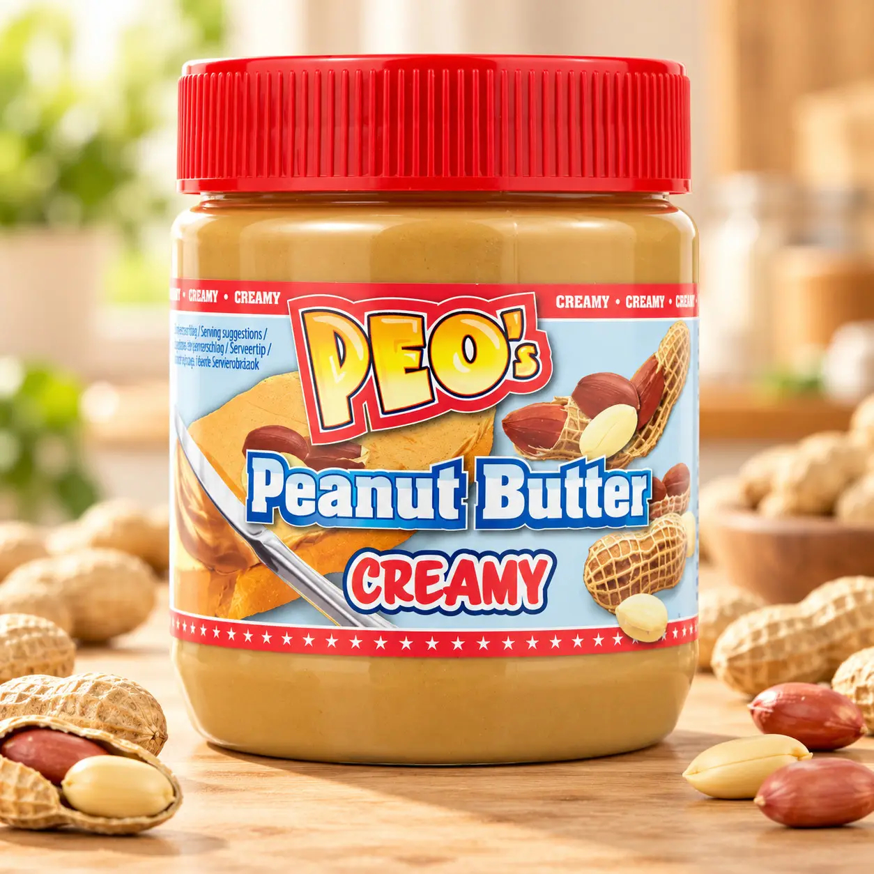 Арахісове Масло Паста PEO’s Peanut Butter Creamy Пеос Кремова Однорідна Намазка з Арахісу для Тостів Десертів та Випічки Банка 340