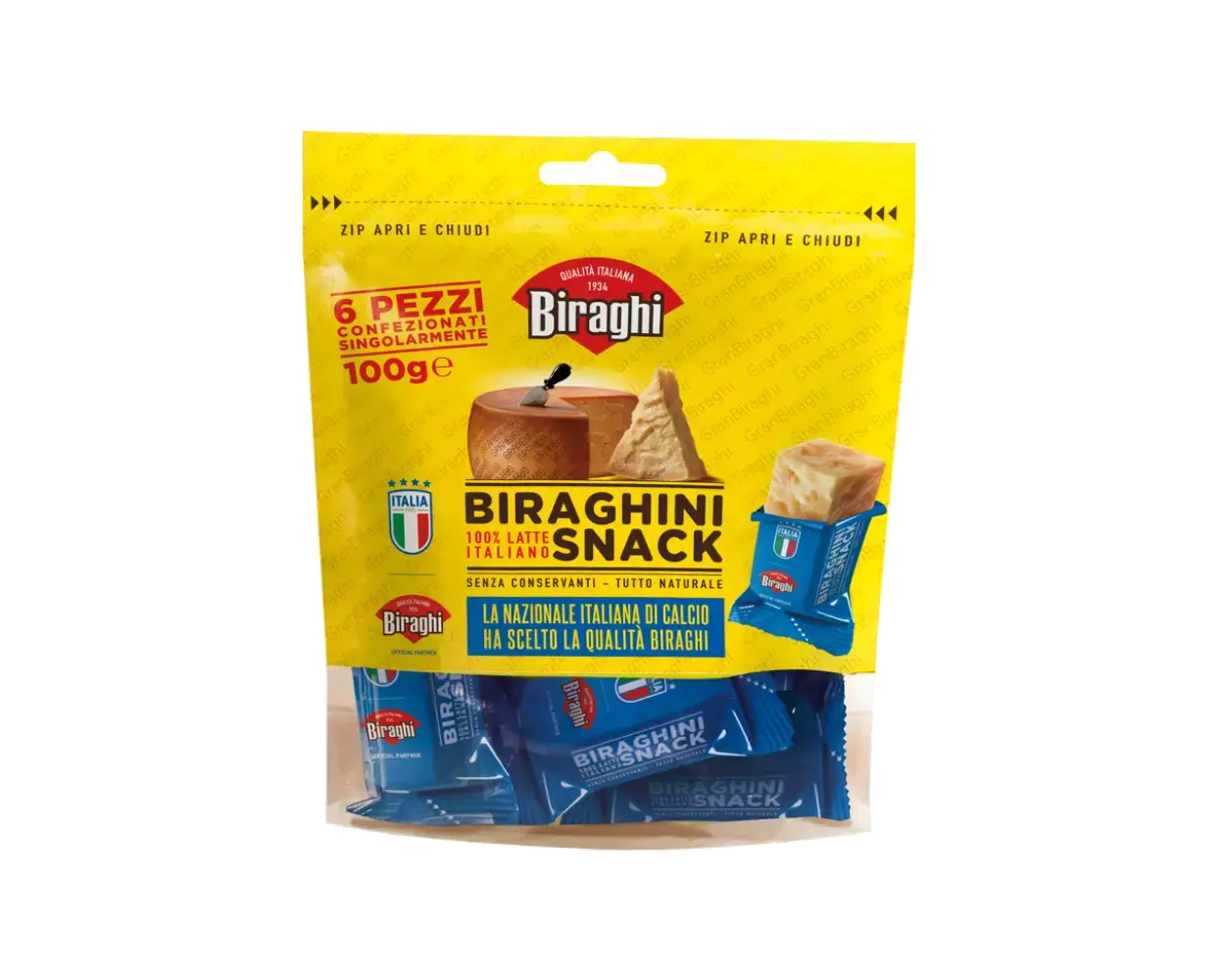 Сир Пармезан 100% Biraghi Gran Biraghi Snack Latte Italiano Снек твердий 12 місяців витримка 6шт 100г