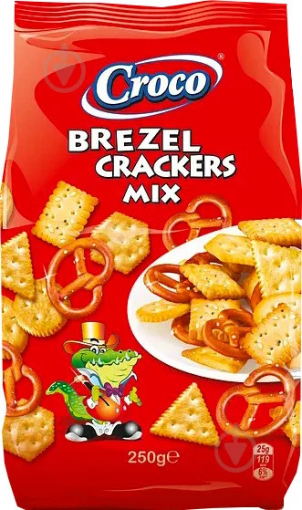 Мінікрекери солоні набір Croco Brezel crackers Mix Кроко Мікс 250г