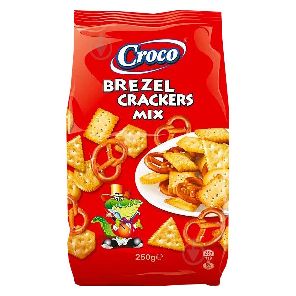 Мінікрекери солоні набір Croco Brezel crackers Mix Кроко Мікс 250г