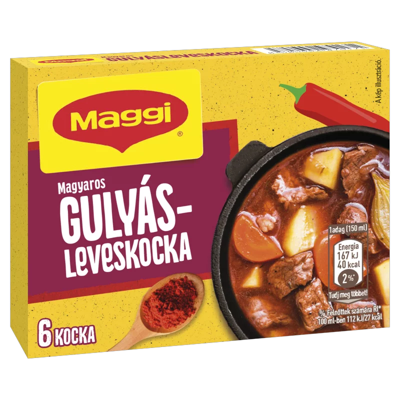 Кубики для Бульйону папріка Maggi Gulyas Leveskocka Маггі Гуляш Левеш приправа Солодка з червоним перцем 6шт 60г