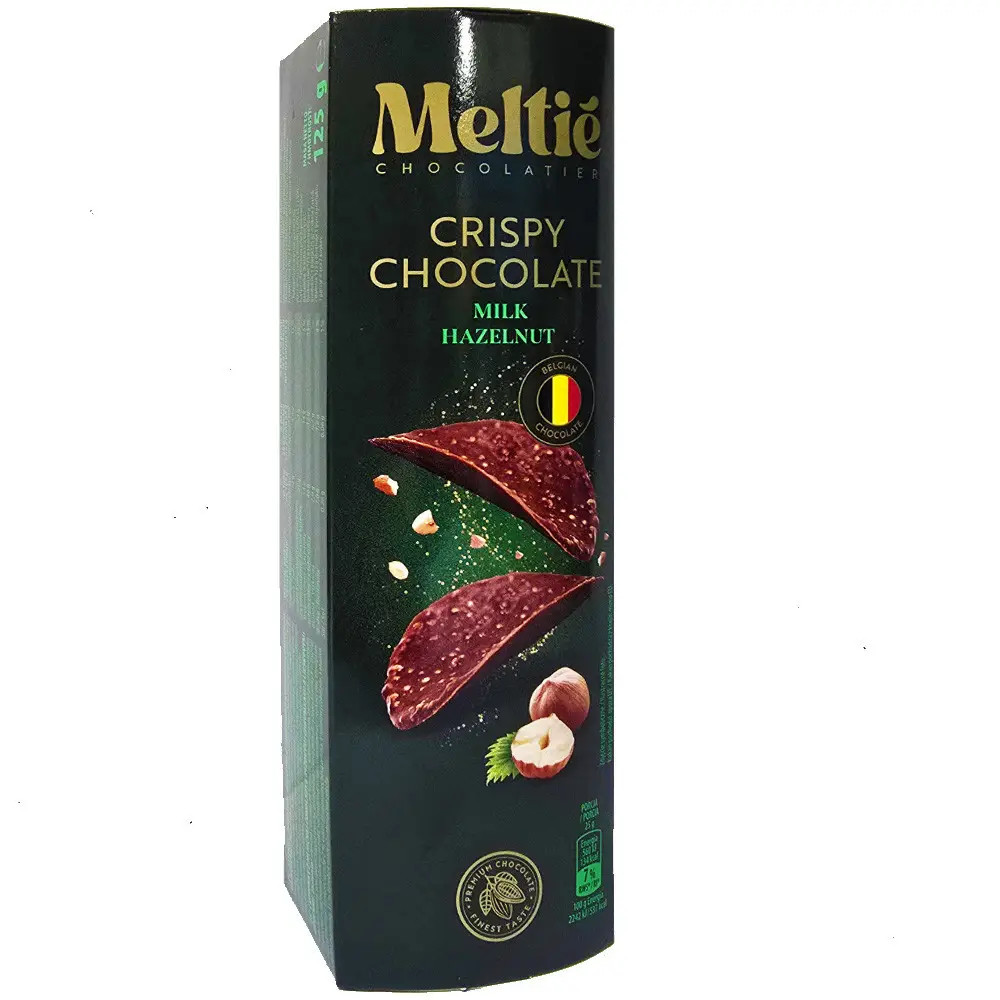 Чіпси Шоколадні Meltie Crispy Chocolate Milk Hazelnut Мелті снеки Молочний шоколад Лісовий горіх тубус 125г