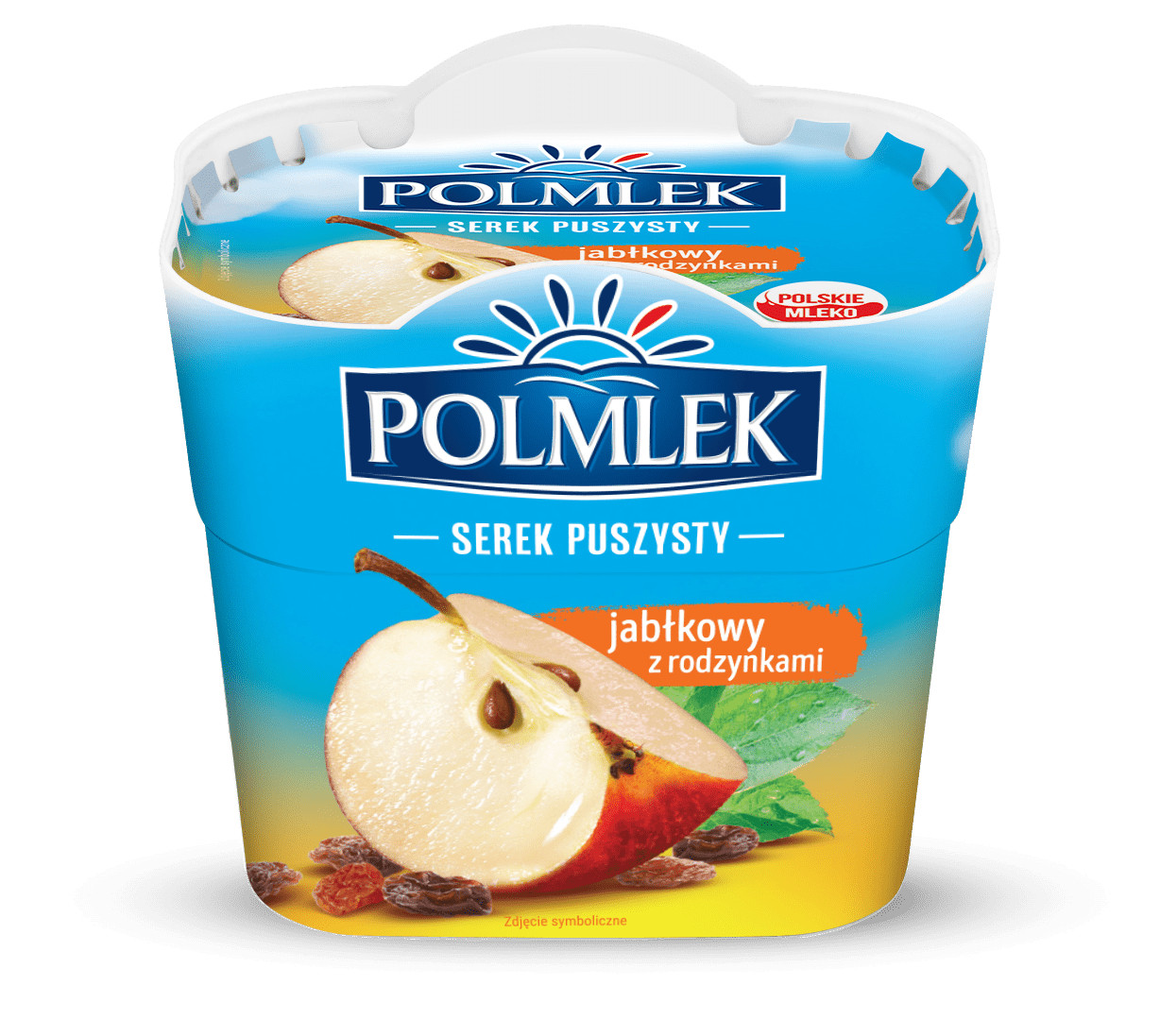 Сир вершковий Polmlek Serek Puszysty Jabłkowy rodzynki Capresi Полмлек Капрезі Сирок десерт творожний Яблуко Родзинки Стакан 150г