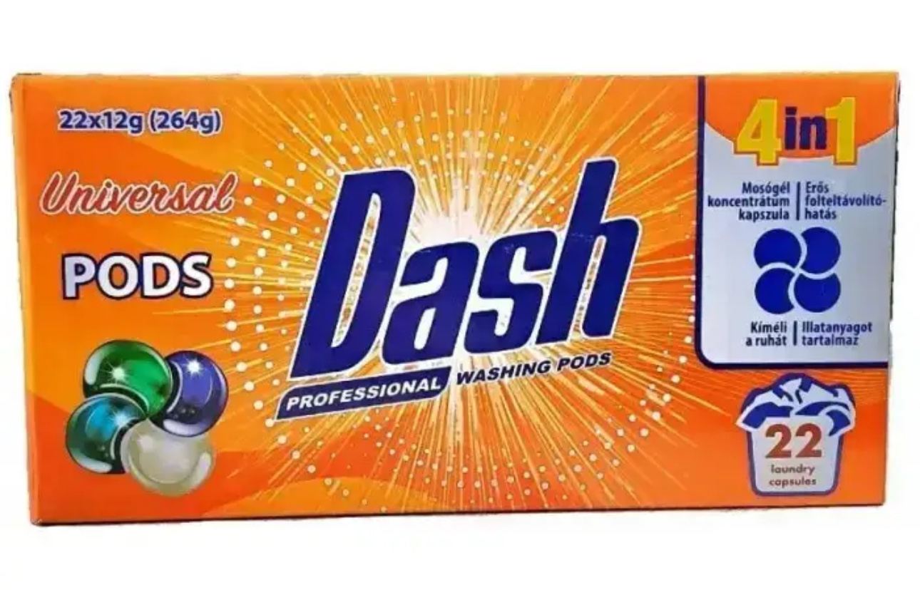 Капсули для прання Універсальні Dash Professional washing 4in1 Universal Pods Даш 4х-компонентні капсули 22шт 264г