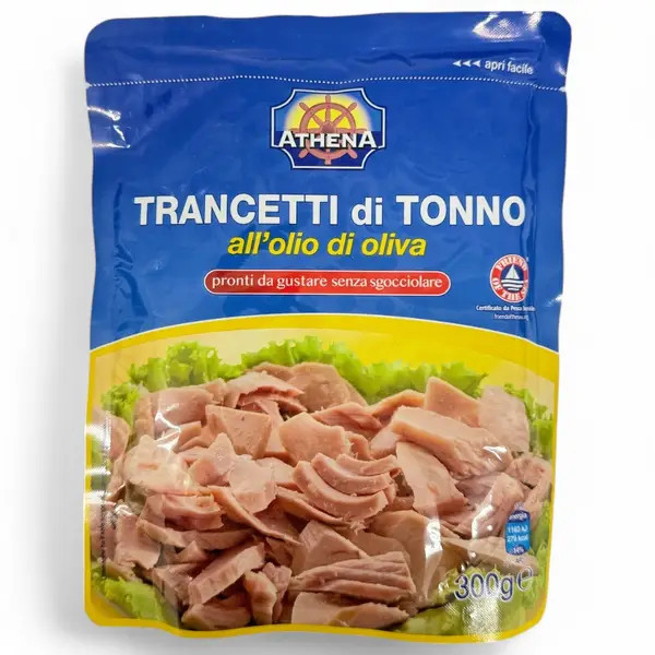 Тунець шматочками Athena Trancetti di Tonno allolio di Oliva Атена Транчетті в оливковій олії 300г