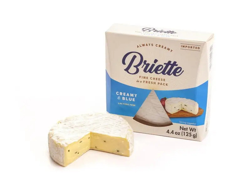 Сир із голубою Цвіллю Briette Creamy&Blue Fine Cheese Lastose free Бріет полутвердий дозрілий Круглий 125г