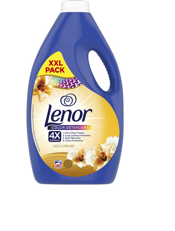 Гель для прання Кольорових речей Lenor Color Detergent Ultra Clean Power Gold Orchid 4x Actions Ленор Золота орхідея 60прань 3л