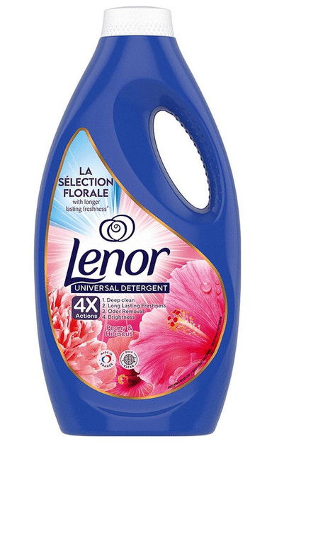 Гель для прання Універсальний Lenor Universal Detergent Deep Clean Power Peony&Hibiscus 4x Action Ленор Піон Гібіскус 60прань 3л