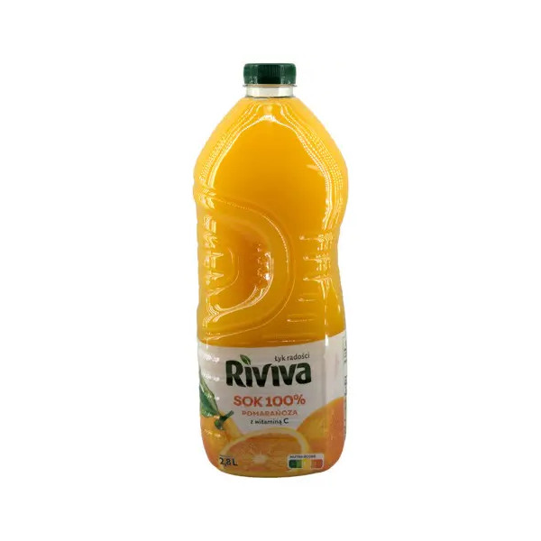 Сік апельсиновий Riviva Sok 100% Pomarancza z witamina C Рівіва натуральний з вітаміном С Мініканістра 2800мл