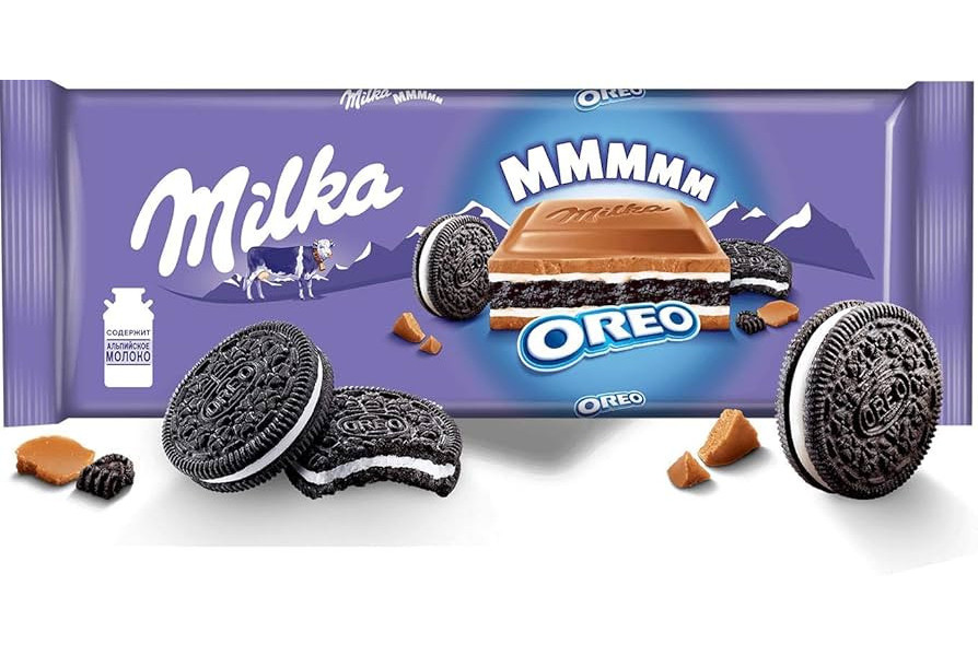 Шоколад плитка Milka Oreo Chocolate Bar MMMm Мілка сендвіч молочний шоколад з Орео 300г