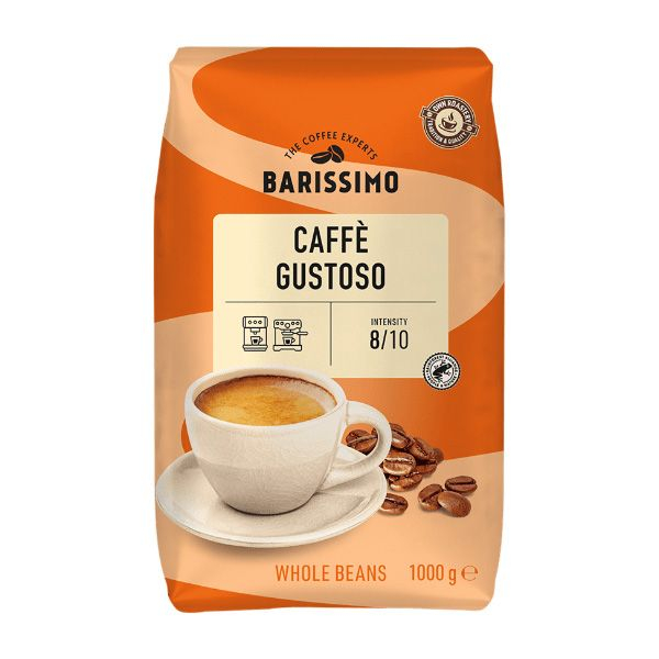 Кава в зернах Barissimo Caffe Gustoso Arabica Баррісімо Купаж Арабікі темне обсмаження Суперміцна 1кг