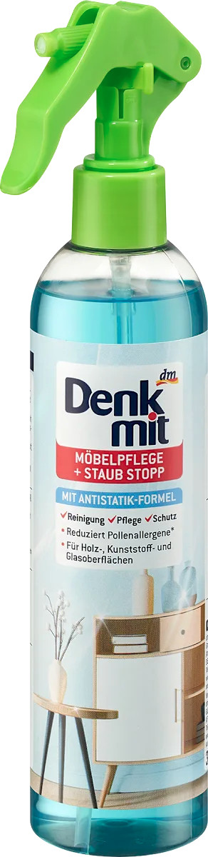 Спрей для очистки меблів Denkmit MöbelPflege Staub Stopp Antistatik Денкміт Доляд за меблями та боротьба з пилом Антистатік 300мл