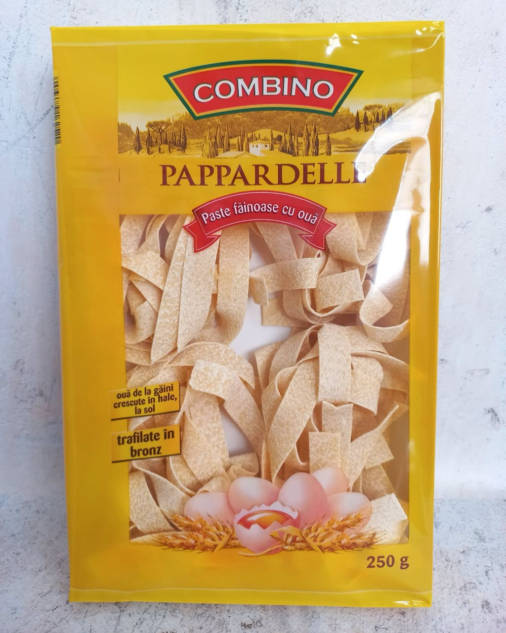 Макарони яєчні Combino Pappardelle paste Fainoase cu oua Комбіно Папарделлі Широкі стрічки Плоскі Паста 250г