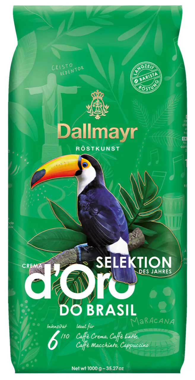 Кава в зернах Dallmayr Crema Selektion dOro do Brasil Делмаір Крема Оро Селекційне Бразильська 1кг