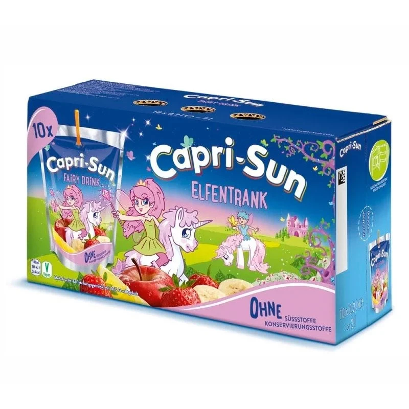 Набір Сік фруктовий Capri-Sun Fairy Drink Капрізон Казковий напій Тетрапак з трубочкою Бігпак Блок 10шт 200мл