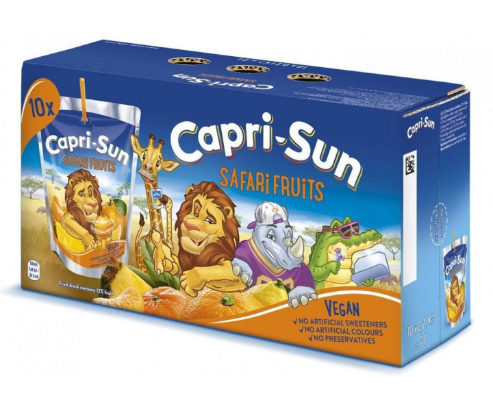 Набір Сік фруктовий Capri-Sun Safari Fruits Капрізон Сафарі фрукти Тетрапак з трубочкою Бігпак Блок 10шт 2000мл