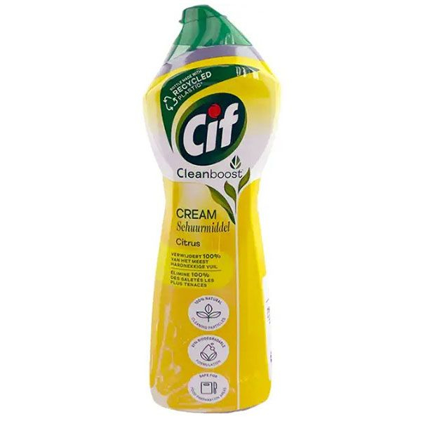 Крем Молочко для очищення Побутових поверхонь Cif Schuurmiddel Cleanboost Cream Citrus СІФ Клінбуст Абразивне очищення Лимон 500мл