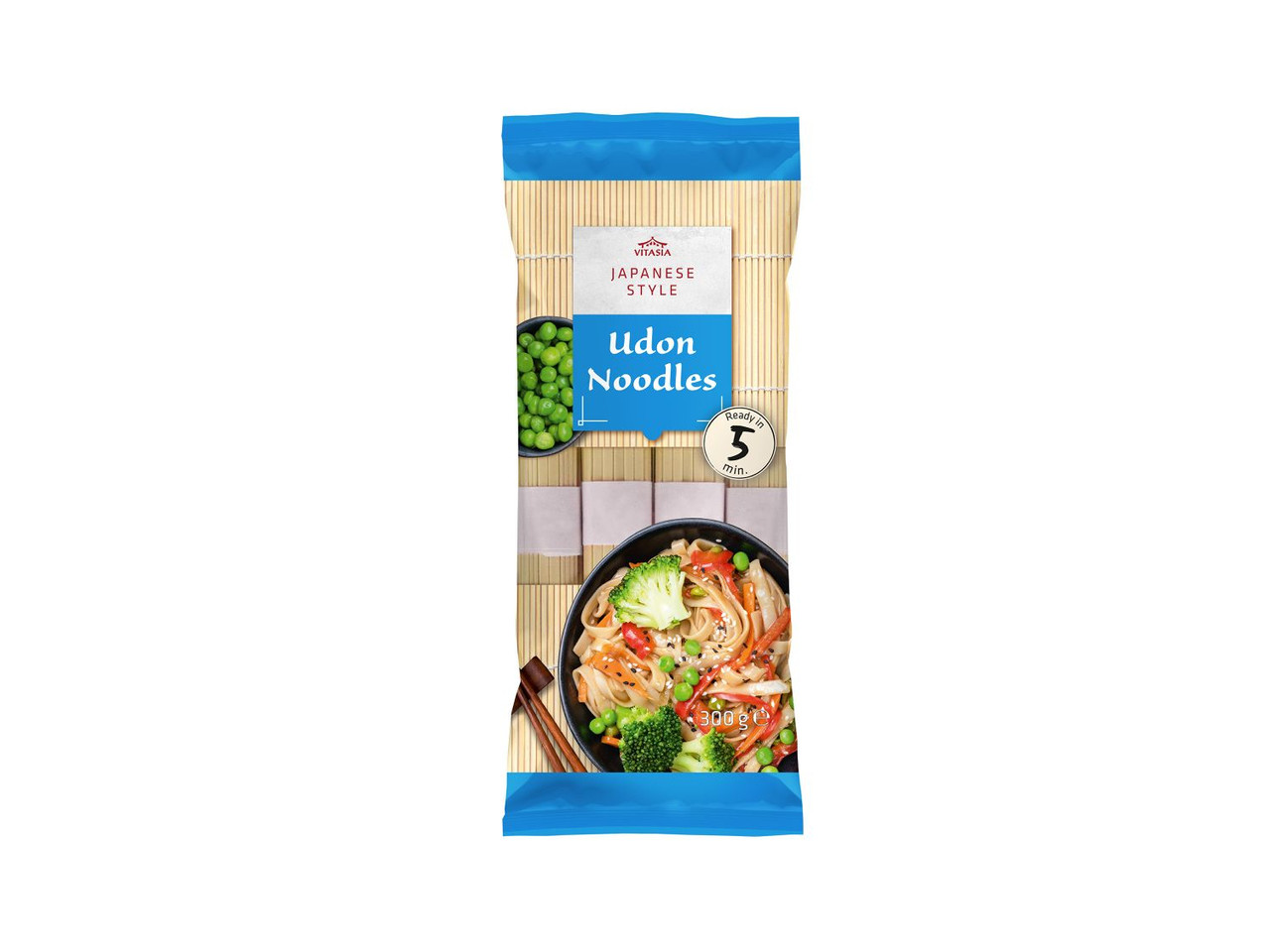 Локшина Удон з пшеничної муки без глютену Vitasia Udon noodles Japanese style Вітасія макарони японські Білі Порційні 300г