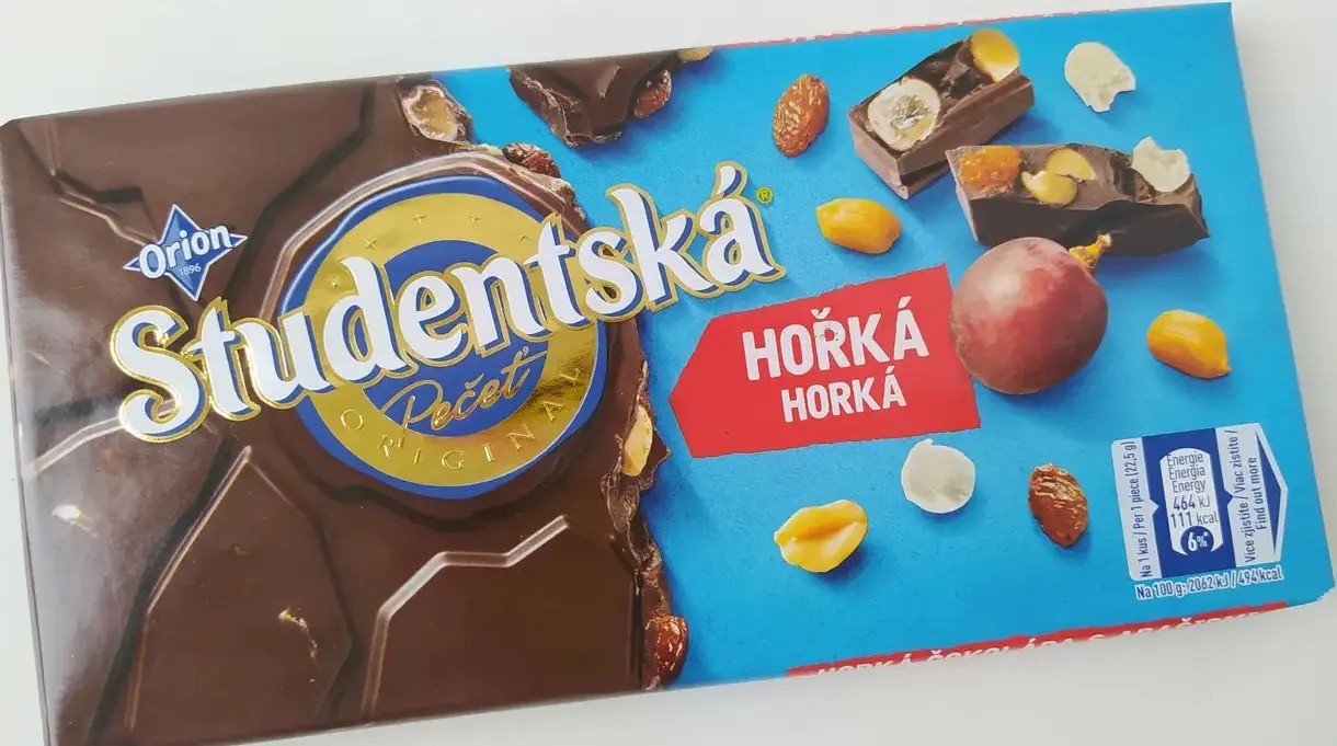 Шоколад плитка Orion Studentska Horka Студентська Чорний із родзинками та арахісом 180г