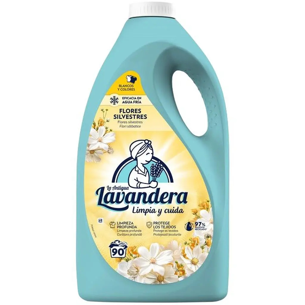 Гель для прання Білих та Кольорових речей Lavandera Flores Silvestres Detergente Color Лавандера Польові квіти 90прань 4500мл