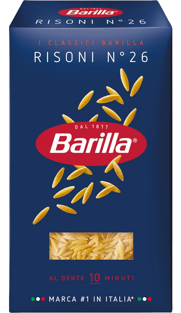 Макарони Різоні №26 Barilla Risoni Al Dente Барілла Паста зернятка Рису маленькі Швидке приготування 500г