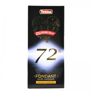 Чорний шоколад Torras zero fondant dark chocolate 72% 100г