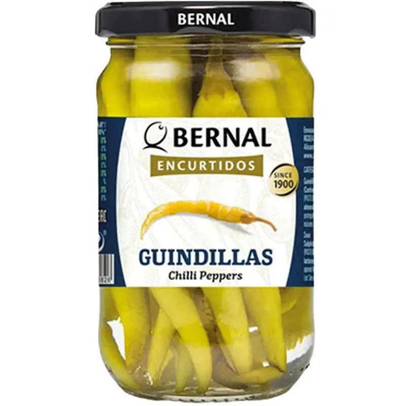 Перець маринований Bernal Encurtidos Guindillas Chilli Бернал Чілі Гострий в розсолі Зелений Банка 300г