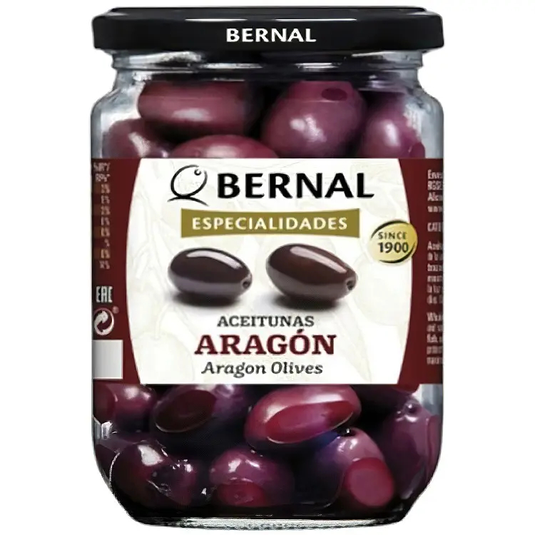 Оливки мариновані Арагон Bernal Especialidades Aragon Olives Бернал Делікатес вялені з кісточкою Гігантські Фіолетові Банка 250г