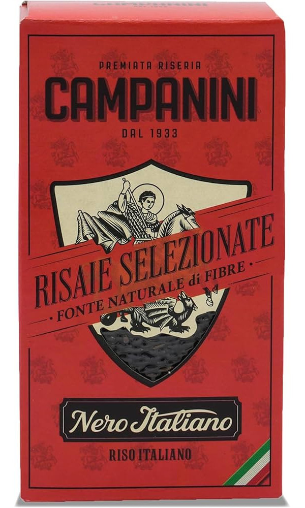 Рис чорний Неро Riseria Campanini Risaie Selezionate Riso Nero Italiano Premium Рис Італії довгі зерна круглозернистий 500г
