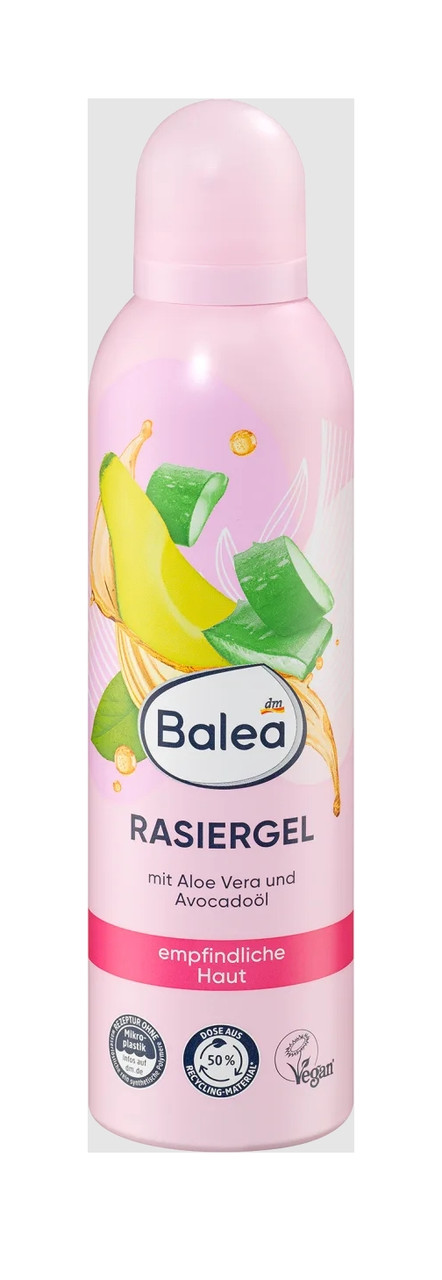 Гель для гоління Жіноча аерозоль Balea Rasiergel Aloe Vera&Avocado Балеа з Алое Вера та Авокадо Балон 200мл