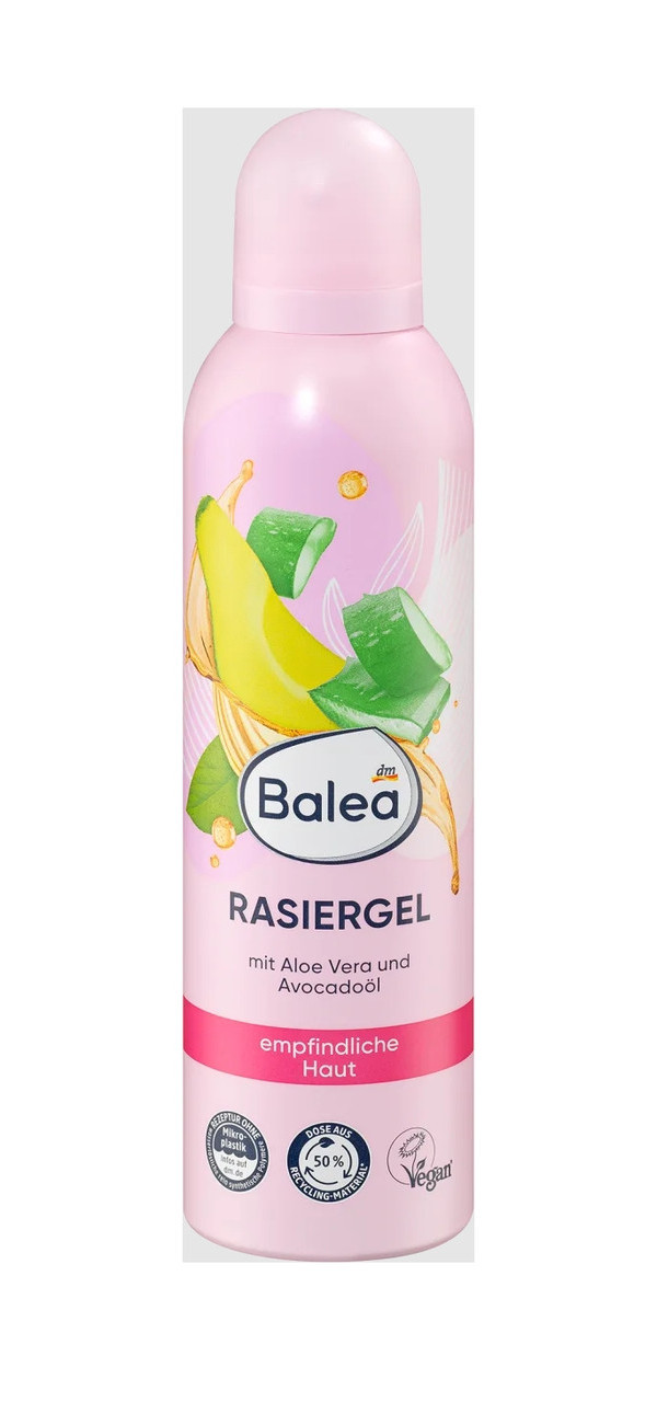Гель для гоління Жіноча аерозоль Balea Rasiergel Aloe Vera&Avocado Балеа з Алое Вера та Авокадо Балон 200мл