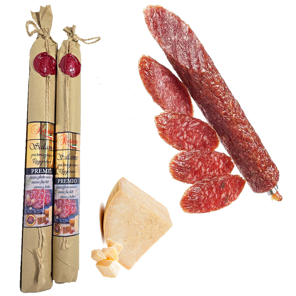 Ковбаса Салямі з Пармезаном Rasmo Premio Salame Parmigiano Reggiano Расмо свинина Сировялена Преміум Палка 270г